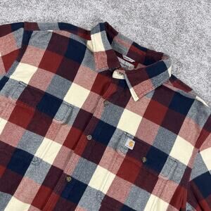 Carhartt Flannel Shirt Mens Extra Large Thick Plaid Button Up Outdoors